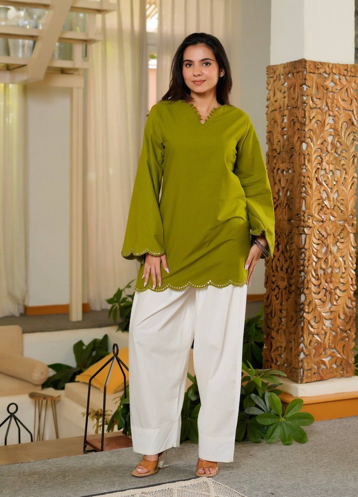 Heavy Roman Silk 5mm Sequin Embroidered Top with Matching Farshi Salwar 2-Piece Party Wear Set