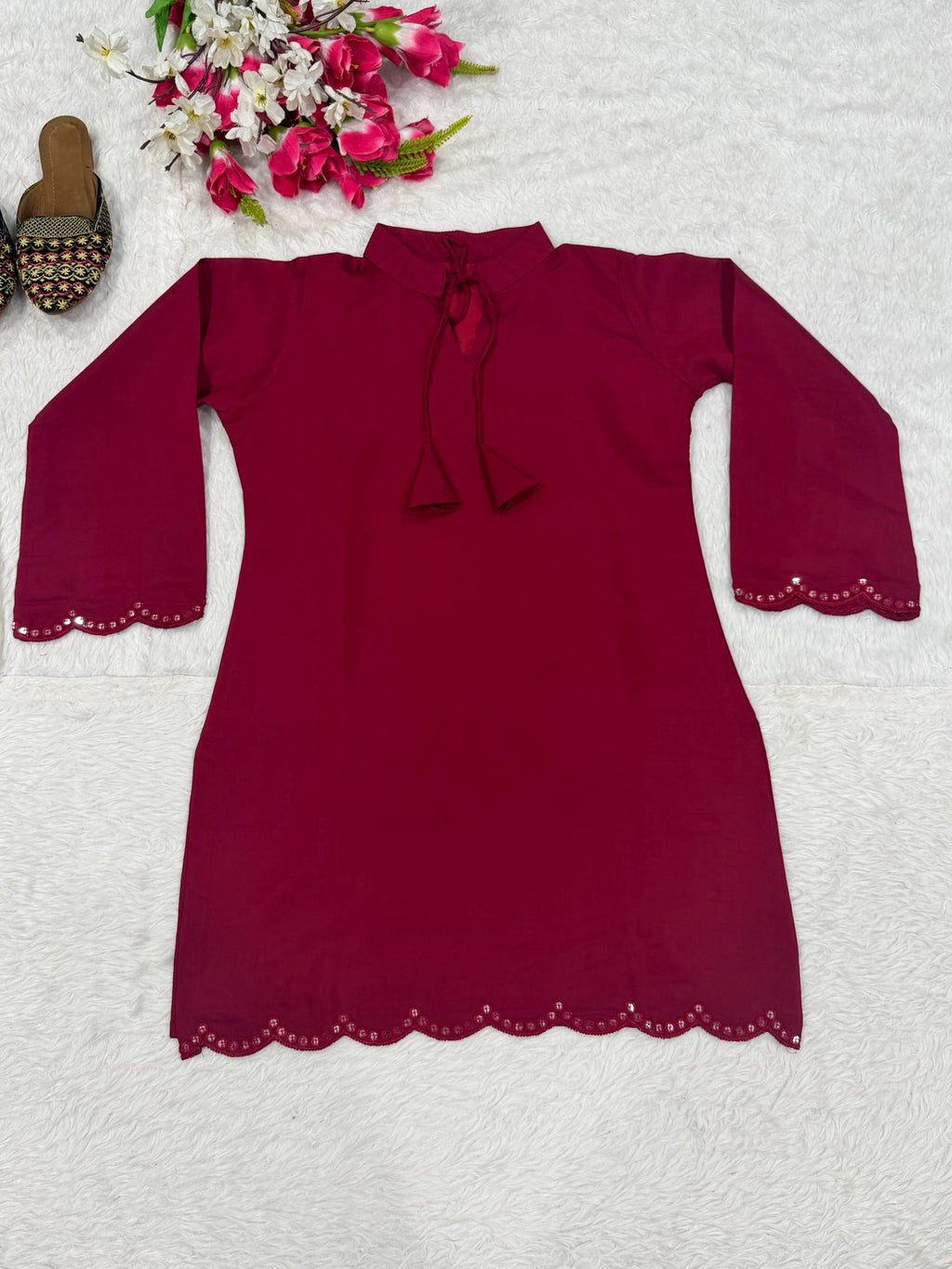 Heavy Roman Silk 5mm Sequin Embroidered Top with Matching Farshi Salwar 2-Piece Party Wear Set
