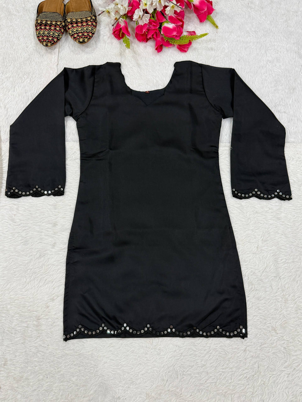 Heavy Roman Silk 5mm Sequin Embroidered Top with Matching Farshi Salwar 2-Piece Party Wear Set