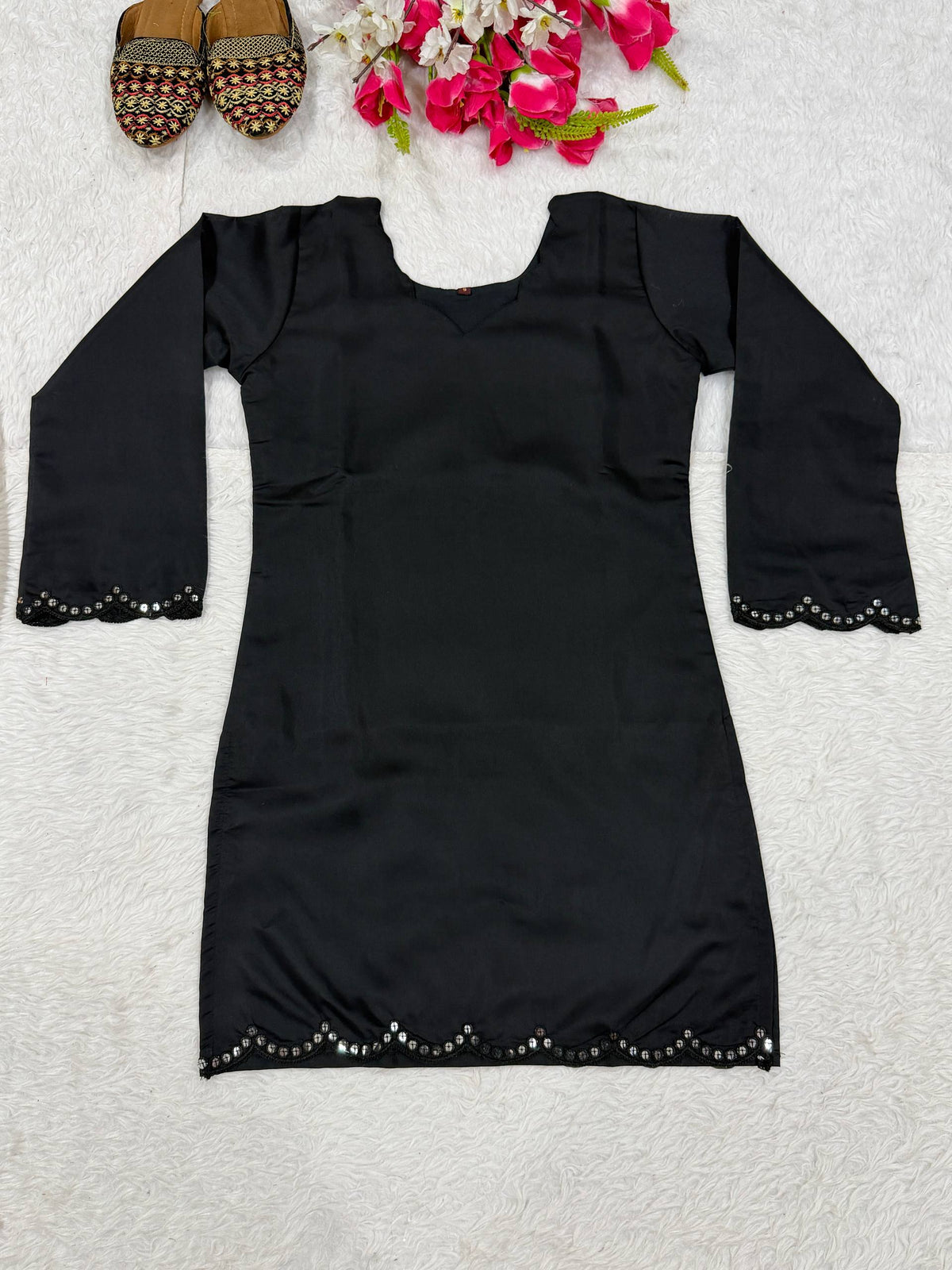 Heavy Roman Silk 5mm Sequin Embroidered Top with Matching Farshi Salwar 2-Piece Party Wear Set