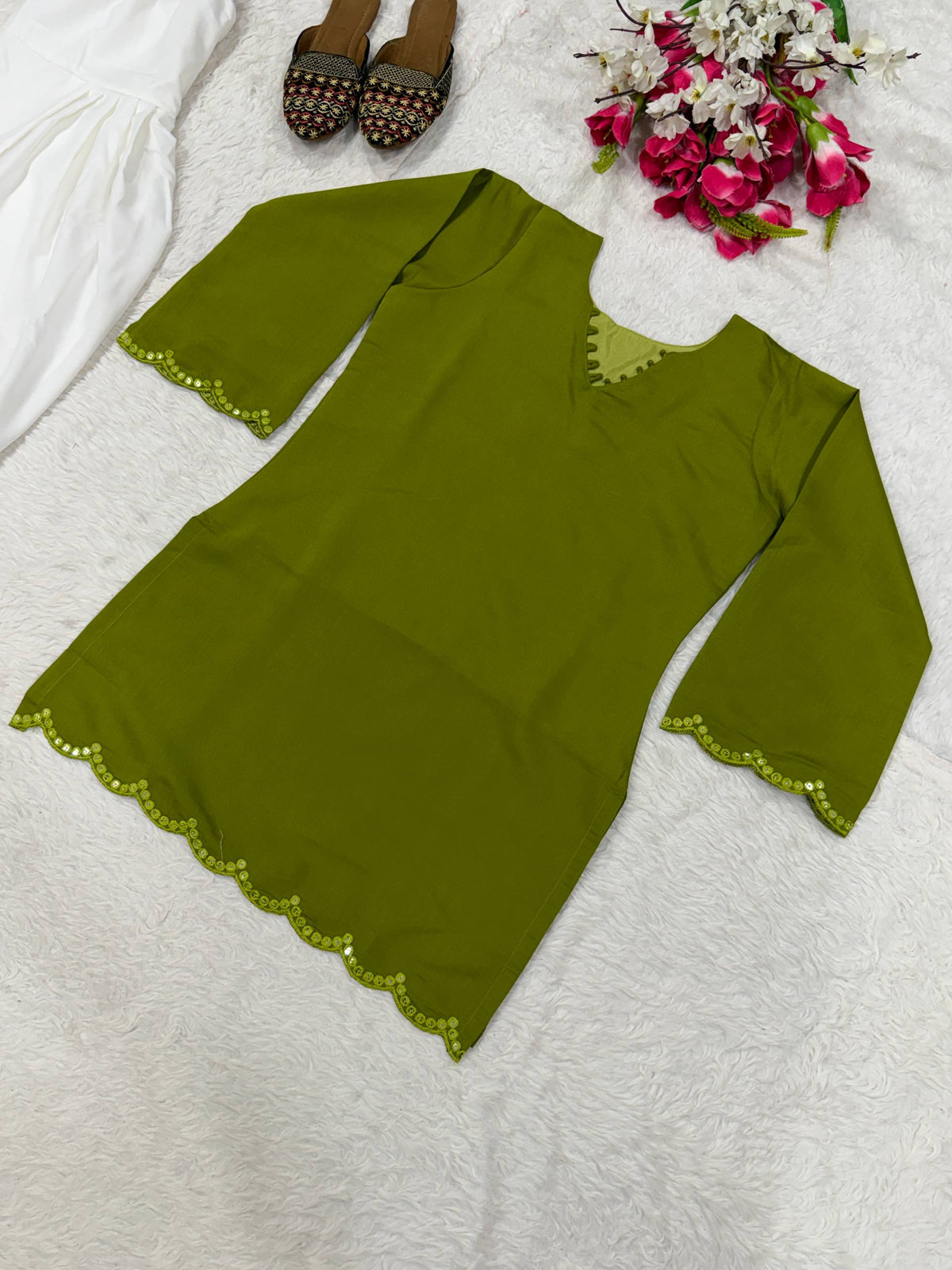 Heavy Roman Silk 5mm Sequin Embroidered Top with Matching Farshi Salwar 2-Piece Party Wear Set