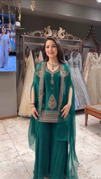 Rangoli Palazzo Set with Embroidered Shrug & Cording Sequence Work