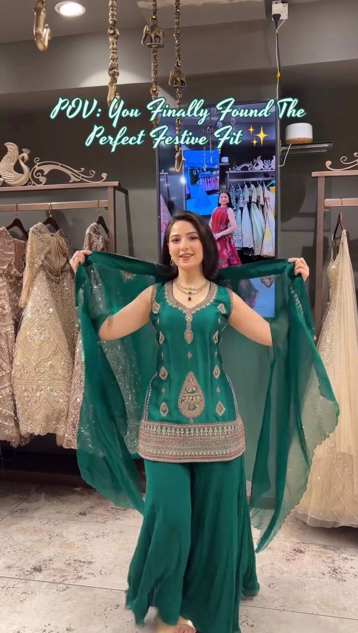 Rangoli Palazzo Set with Embroidered Shrug & Cording Sequence Work