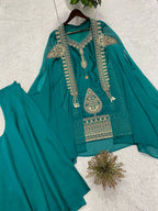 Rangoli Palazzo Set with Embroidered Shrug & Cording Sequence Work