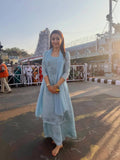 Crunchy Silk Palazzo Suit with Beads & Embroidery Work