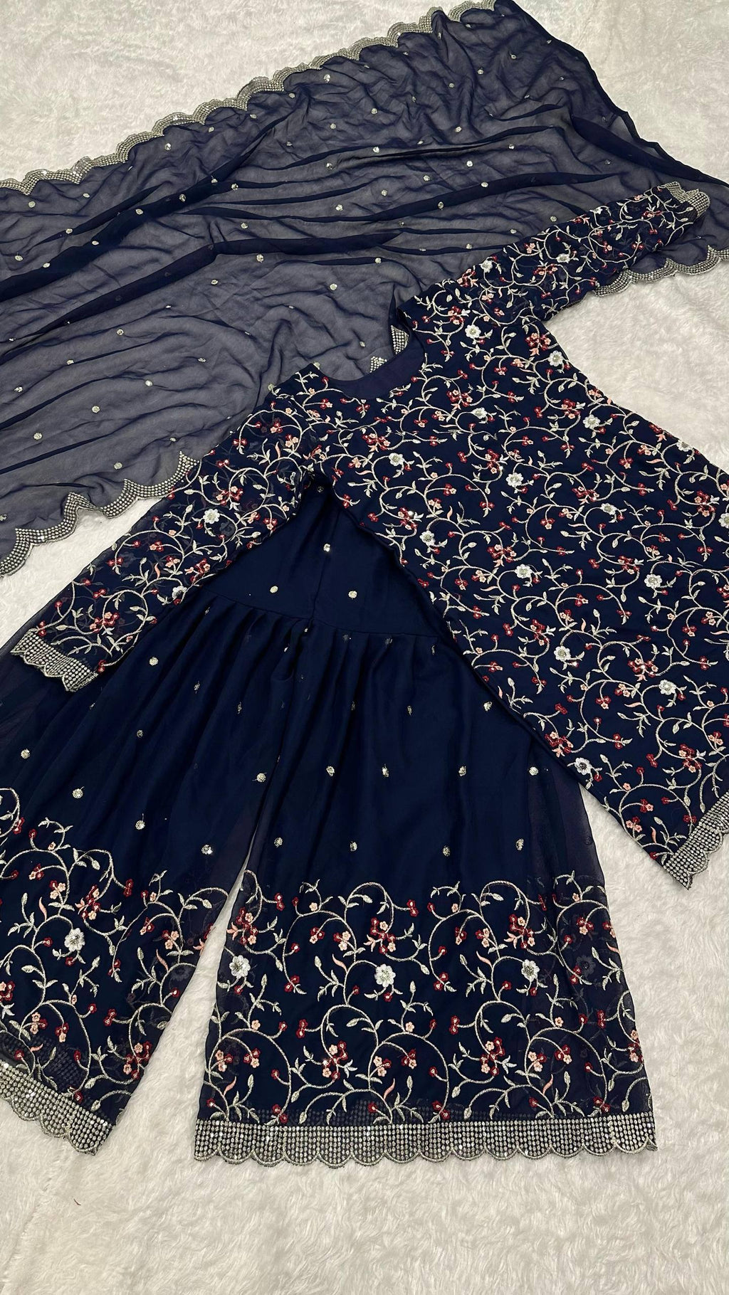 Gulnoor Luxe Thread & Zari Embroidered Sharara with Sequins Work