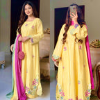 Zevriya Designer Pure Heavy HO Silk Long Embroidered Top with Full-Stitched Palazzo Pant & Tabby Digital Print Dupatta