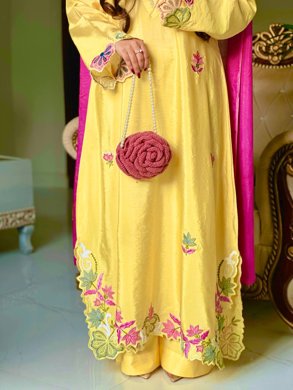 Zevriya Designer Pure Heavy HO Silk Long Embroidered Top with Full-Stitched Palazzo Pant & Tabby Digital Print Dupatta