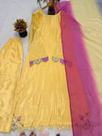 Zevriya Designer Pure Heavy HO Silk Long Embroidered Top with Full-Stitched Palazzo Pant & Tabby Digital Print Dupatta