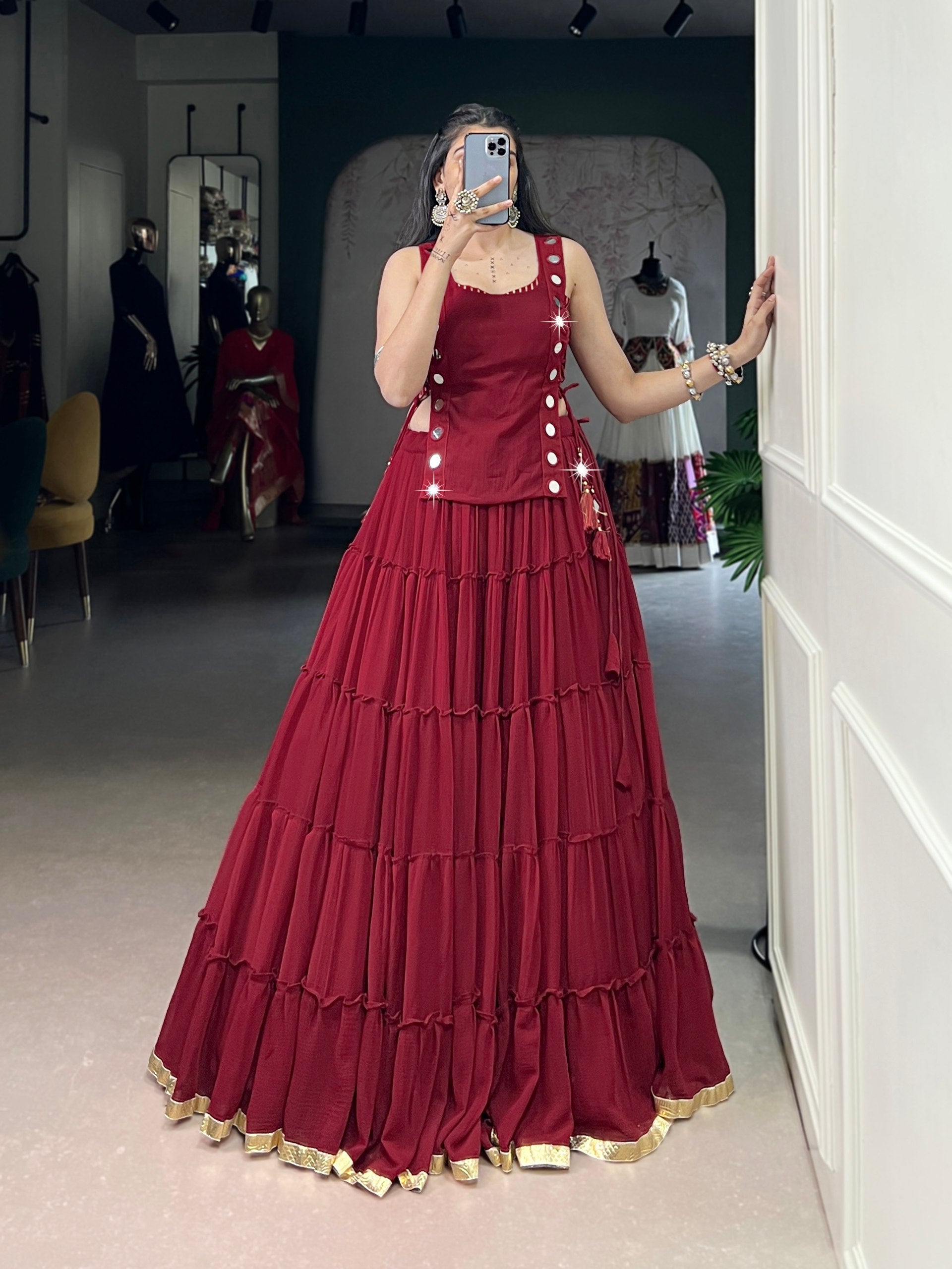 Navyara Feather-Light Navratri Lehenga with Blouse & Koti Set