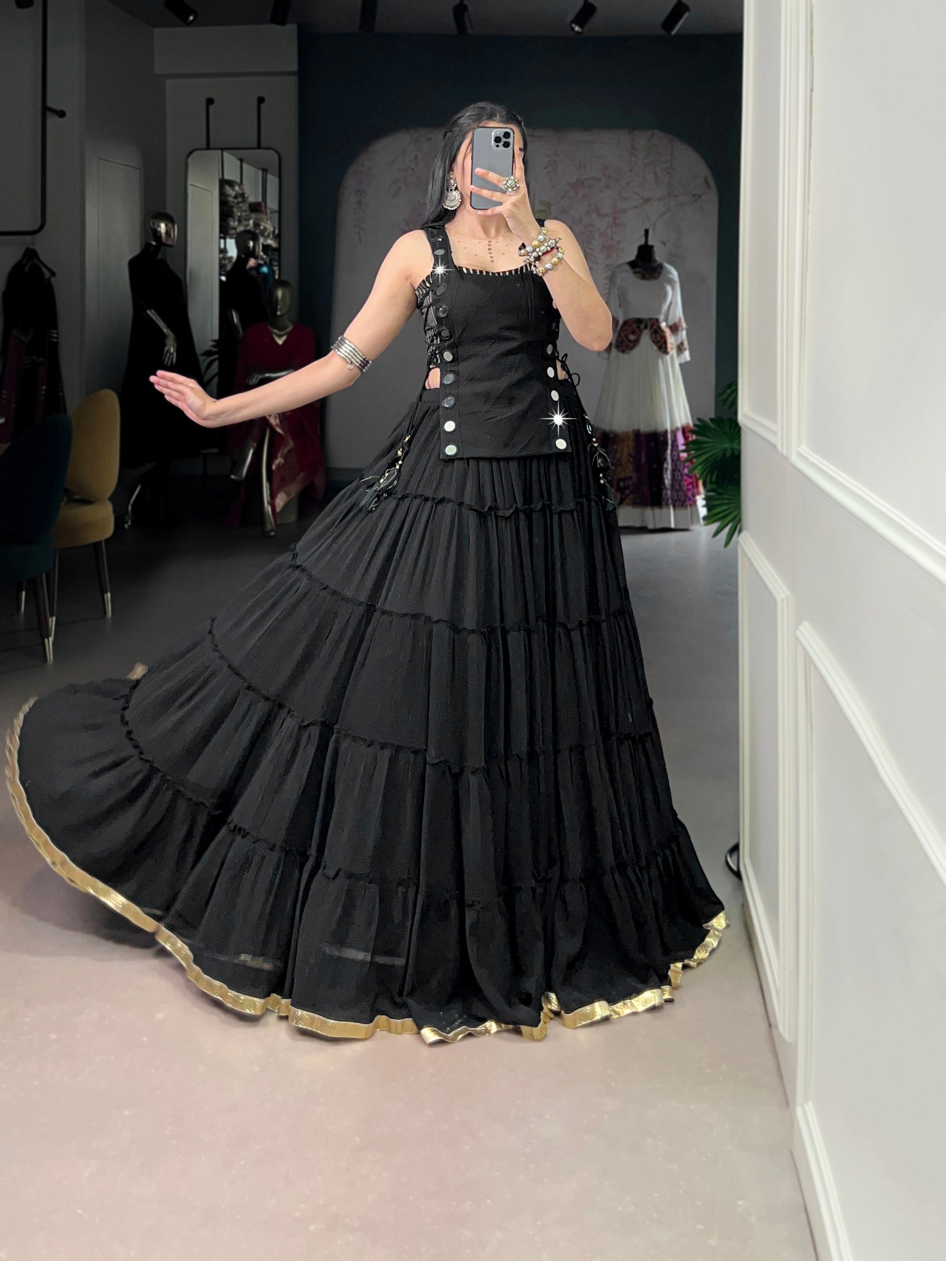 Navyara Feather-Light Navratri Lehenga with Blouse & Koti Set