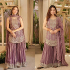 Nayantara Elisse Heavy Fendy Silk 5MM Sequence Embroidered Sharara Suit Set with Dupatta