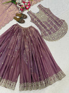 Nayantara Elisse Heavy Fendy Silk 5MM Sequence Embroidered Sharara Suit Set with Dupatta