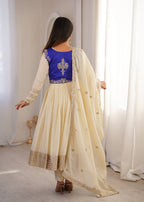 Elegant Thread Work Anarkali Dress with Embroidered Dupatta