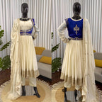 Elegant Thread Work Anarkali Dress with Embroidered Dupatta