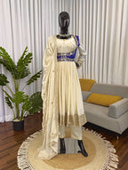 Elegant Thread Work Anarkali Dress with Embroidered Dupatta