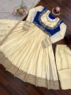 Elegant Thread Work Anarkali Dress with Embroidered Dupatta