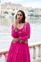 Rajudi Pure Rayon Gamthi Work Navratri Lehenga with Blouse & Jacket Set