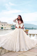 Rajudi Pure Rayon Gamthi Work Navratri Lehenga with Blouse & Jacket Set