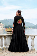 Rajudi Pure Rayon Gamthi Work Navratri Lehenga with Blouse & Jacket Set