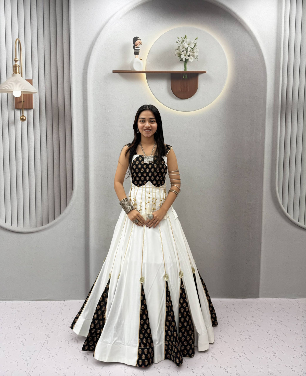 Rangtara Ajrak Print & Ribbon Work Cotton Lehenga Choli Set