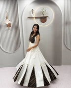 Elara Navratri Pure Cotton Ajrak Print Lehenga Choli with Heavy Hand Latkan, Ribbon Work & 6 Meter Flair