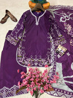 Eshanika French Crepe Thread Embroidered Kurti with Palazzo & Digital Print Malay Crepe Dupatta