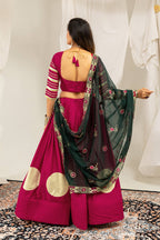 Designer Cotton Printed Lehenga Choli with Real Mirror Lace & Kutchi Gamthi Kodi Work