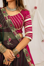 Designer Cotton Printed Lehenga Choli with Real Mirror Lace & Kutchi Gamthi Kodi Work