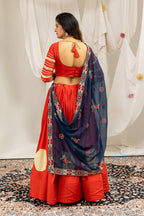 Designer Cotton Printed Lehenga Choli with Real Mirror Lace & Kutchi Gamthi Kodi Work
