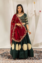 Designer Cotton Printed Lehenga Choli with Real Mirror Lace & Kutchi Gamthi Kodi Work