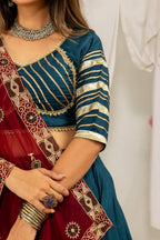Designer Cotton Printed Lehenga Choli with Real Mirror Lace & Kutchi Gamthi Kodi Work