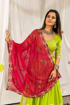 Designer Cotton Printed Lehenga Choli with Real Mirror Lace & Kutchi Gamthi Kodi Work