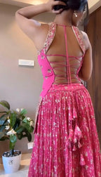 Zarisha Heavy Chinon Silk Sequins Embroidered Lehenga Choli with Lace Border Dupatta