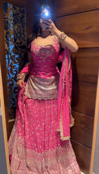 Zarisha Heavy Chinon Silk Sequins Embroidered Lehenga Choli with Lace Border Dupatta