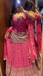 Zarisha Heavy Chinon Silk Sequins Embroidered Lehenga Choli with Lace Border Dupatta
