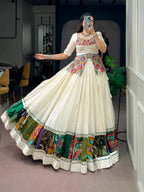 Navratri Wear 2026 | Khadi Cotton Chaniya Choli with Gamthi Work | 7 Meter Flair Garba Lehenga Set
