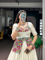 Navratri Wear 2026 | Khadi Cotton Chaniya Choli with Gamthi Work | 7 Meter Flair Garba Lehenga Set