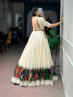 Navratri Wear 2026 | Khadi Cotton Chaniya Choli with Gamthi Work | 7 Meter Flair Garba Lehenga Set