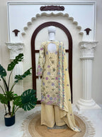 Yashika Vichitra Silk Thread & Sequence Embroidered Kurti with Palazzo & Dupatta Set