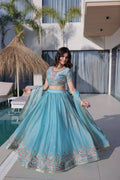 Royal Fendi Silk Festive Lehenga with Embroidered Dupatta