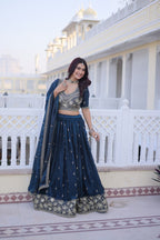 Rama Premium Fendy Silk Embroidered Lehenga Choli With Pipe Beads, Zari Work & Dupatta