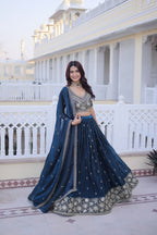Rama Premium Fendy Silk Embroidered Lehenga Choli With Pipe Beads, Zari Work & Dupatta