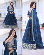 Rama Premium Fendy Silk Embroidered Lehenga Choli With Pipe Beads, Zari Work & Dupatta