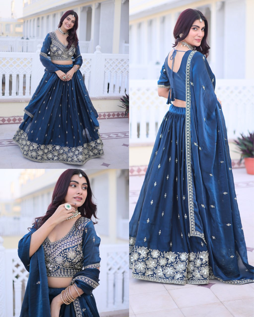 Rama Premium Fendy Silk Embroidered Lehenga Choli With Pipe Beads, Zari Work & Dupatta