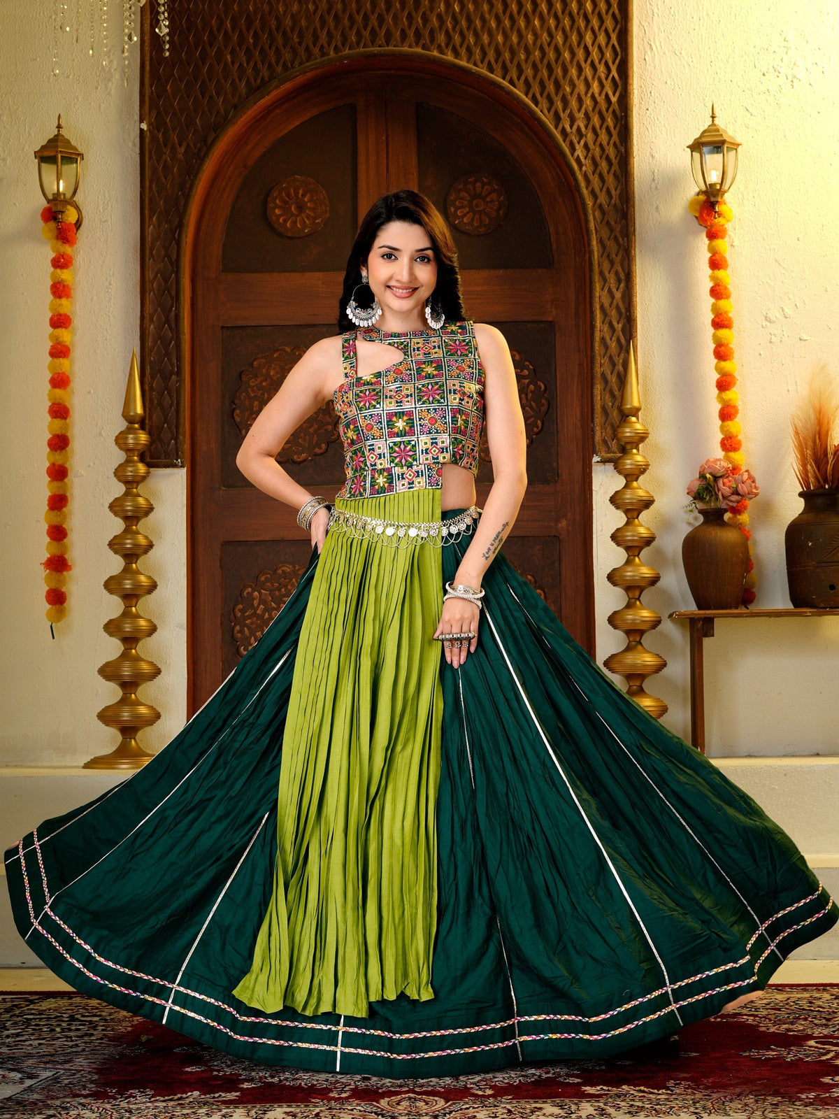 Royal Pure Cotton Designer Lehenga Choli With Heavy Thread & Sequin Work, Fancy Lace Detailing, 6 Meter Flair & Flared Choli