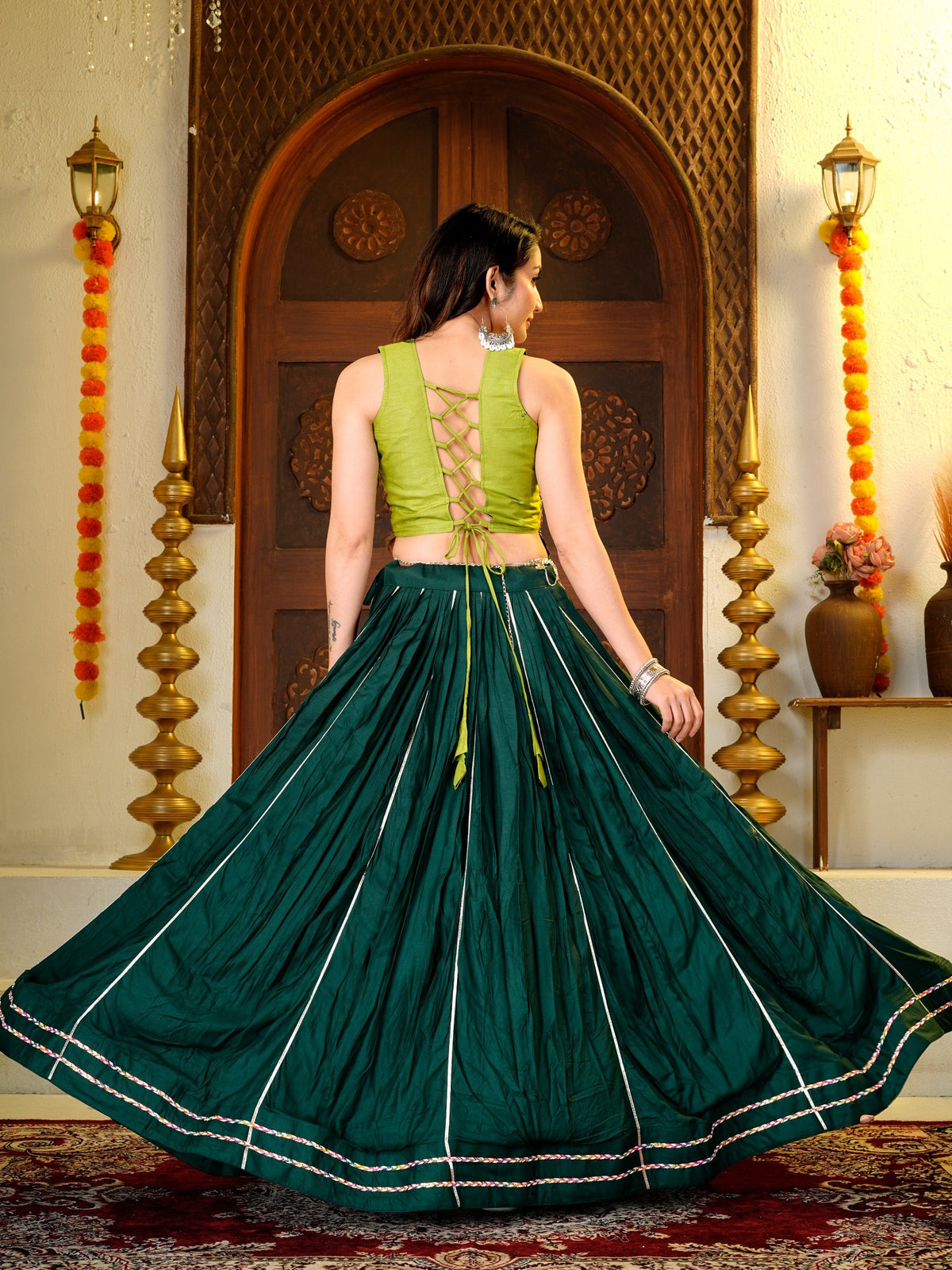 Royal Pure Cotton Designer Lehenga Choli With Heavy Thread & Sequin Work, Fancy Lace Detailing, 6 Meter Flair & Flared Choli