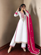 Inaya Heavy Pure Chinnon Luxury Mirror Moti Work Top With Embroidered Sequin Pant & Designer Dupatta