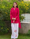 Designer Mal Chanderi Cotton Top with Multi-Needle Sequin Embroidered Roman Cotton Palazzo Pant & Dupatta