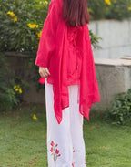Designer Mal Chanderi Cotton Top with Multi-Needle Sequin Embroidered Roman Cotton Palazzo Pant & Dupatta
